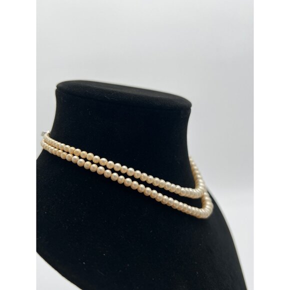 Vintage Marvella Double Strand Faux Pearl Necklace 16" Adjustable Chain Elegant - Picture 2 of 7